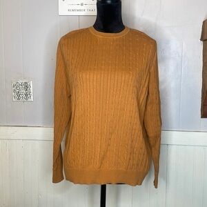 Kim Rogers cable knit cotton brown, burnt orange sweater PL